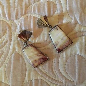 Sterling Silver Alabaster Pierced Earrings